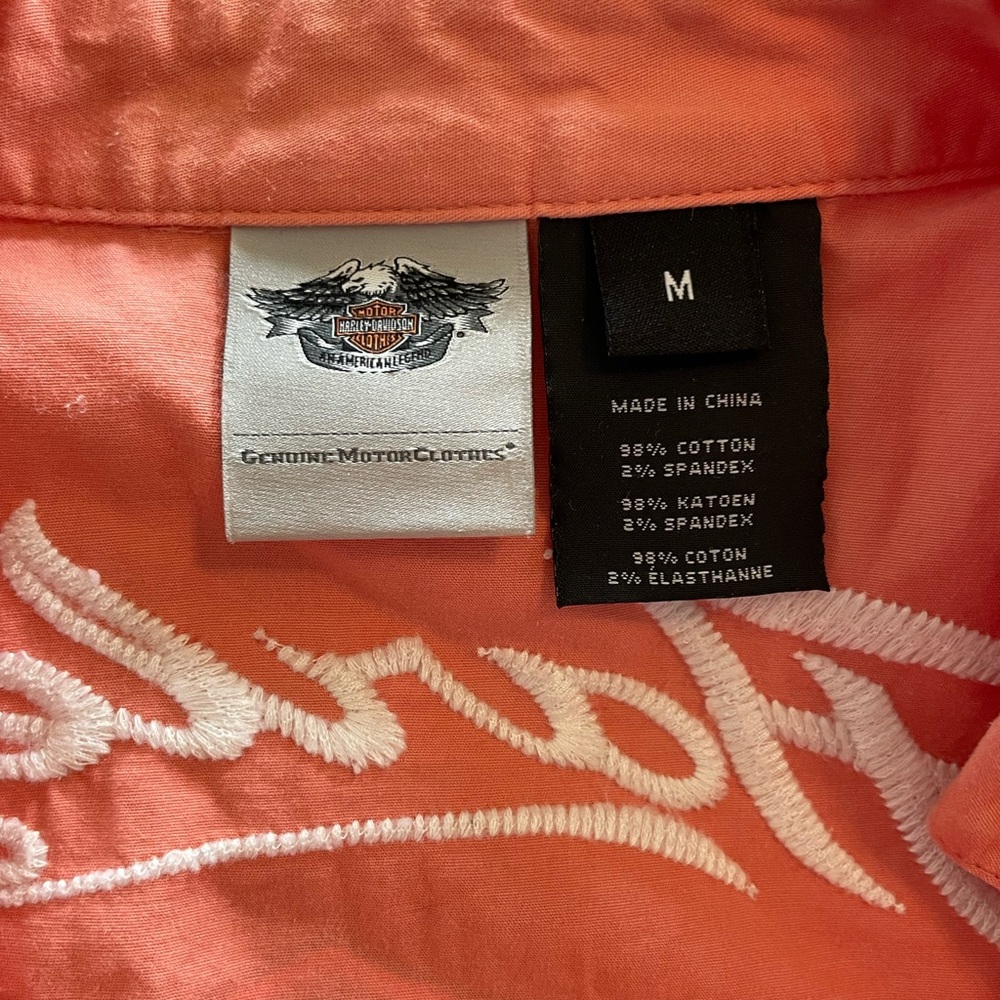 Harley-Davidson Coral and White Zip-Up Racing Top size Medium - Picture 6 of 6